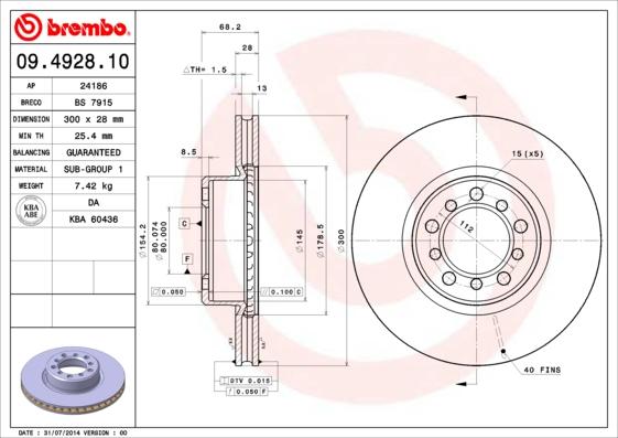 Brembo 09.4928.10 - Jarrulevy inparts.fi