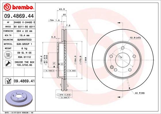 Brembo 09.4869.41 - Jarrulevy inparts.fi