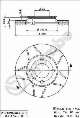 Brembo 09.4765.75 - Jarrulevy inparts.fi