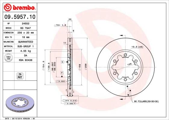 Brembo 09.5957.10 - Jarrulevy inparts.fi