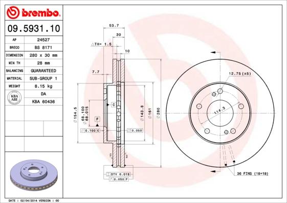 Brembo 09.5931.10 - Jarrulevy inparts.fi