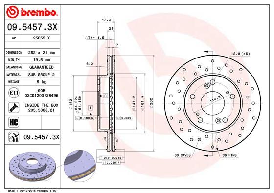 Brembo 09.5457.3X - Jarrulevy inparts.fi