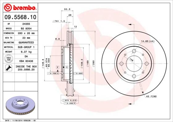 Brembo 09.5568.10 - Jarrulevy inparts.fi