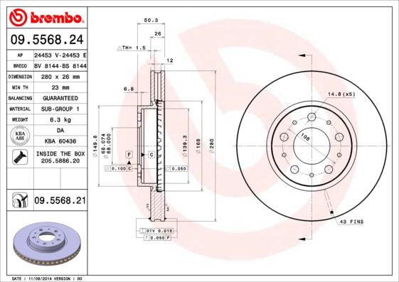 Brembo 09.5568.21 - Jarrulevy inparts.fi