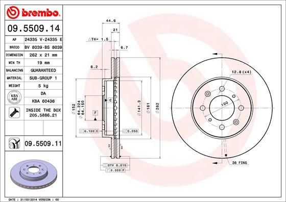 Brembo 09.5509.14 - Jarrulevy inparts.fi