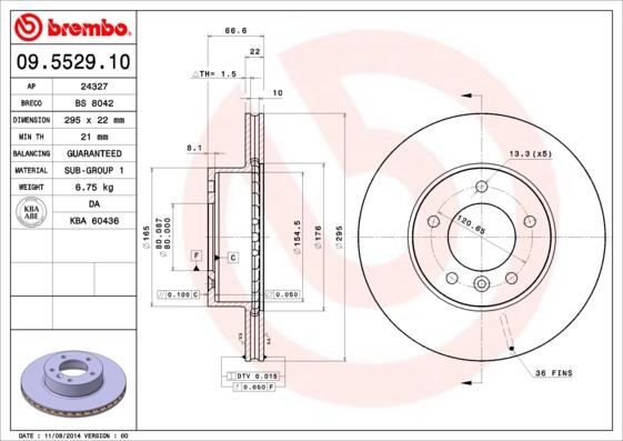 Brembo 09.5529.10 - Jarrulevy inparts.fi