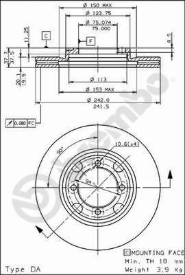 Brembo 09.5654.10 - Jarrulevy inparts.fi