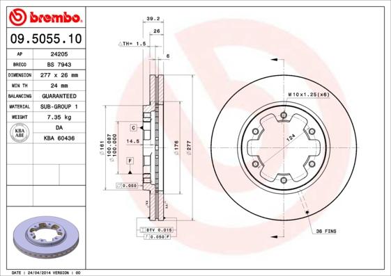 Brembo 09.5055.10 - Jarrulevy inparts.fi