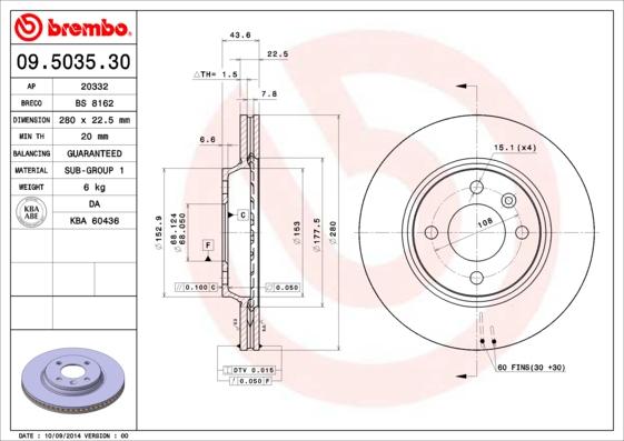 Brembo 09.5035.30 - Jarrulevy inparts.fi