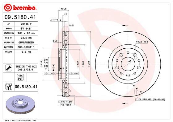 Brembo 09.5180.41 - Jarrulevy inparts.fi