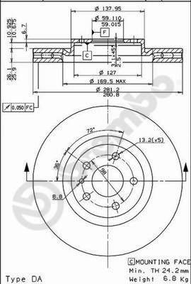 Brembo 09.5180.10 - Jarrulevy inparts.fi