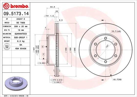 Brembo 09.5173.14 - Jarrulevy inparts.fi