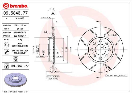 Brembo 09.5843.77 - Jarrulevy inparts.fi