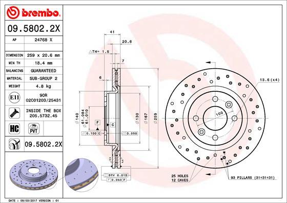 Brembo 09.5802.2X - Jarrulevy inparts.fi