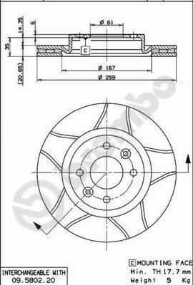 Brembo 09.5802.76 - Jarrulevy inparts.fi