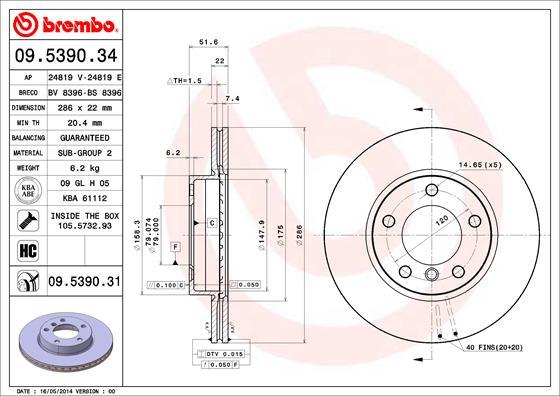 Brembo 09.5390.31 - Jarrulevy inparts.fi