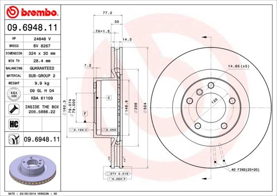 Brembo 09.6948.11 - Jarrulevy inparts.fi