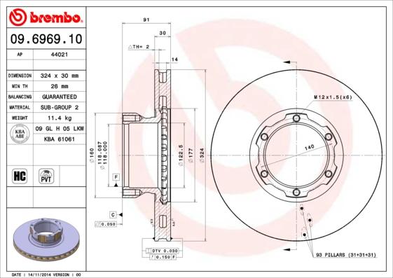 Brembo 09.6969.10 - Jarrulevy inparts.fi