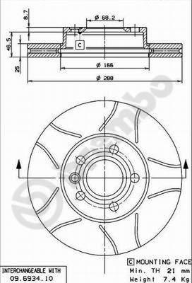 Brembo 09.6934.75 - Jarrulevy inparts.fi