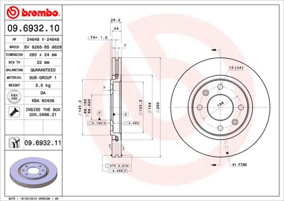 Brembo 09.6932.10 - Jarrulevy inparts.fi