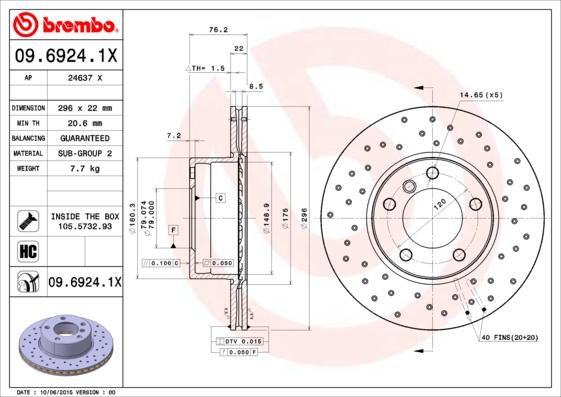 Brembo 09.6924.1X - Jarrulevy inparts.fi