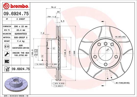 Brembo 09.6924.75 - Jarrulevy inparts.fi