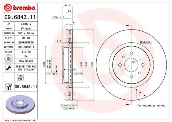 Brembo 09.6843.11 - Jarrulevy inparts.fi