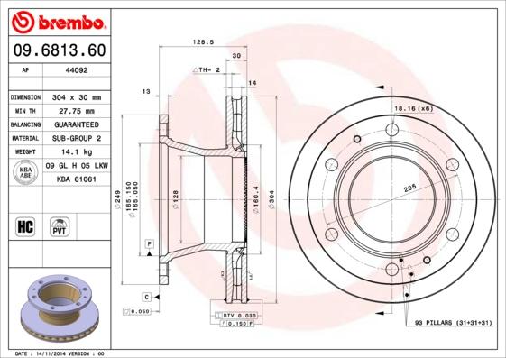 Brembo 09.6813.60 - Jarrulevy inparts.fi