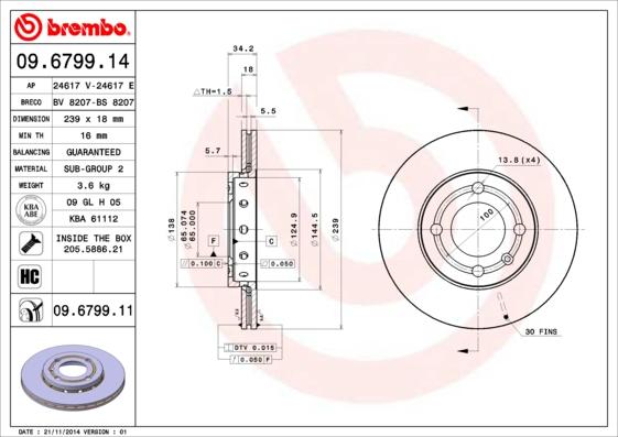 Brembo 09.6799.11 - Jarrulevy inparts.fi