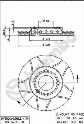 Brembo 09.6799.75 - Jarrulevy inparts.fi