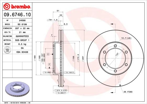 Brembo 09.6746.10 - Jarrulevy inparts.fi