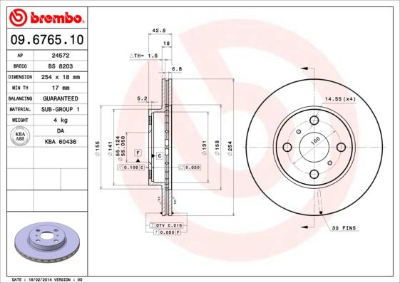 Brembo 09.6765.10 - Jarrulevy inparts.fi