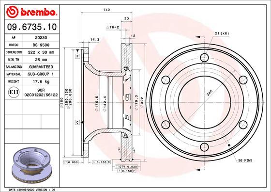 Brembo 09.6735.10 - Jarrulevy inparts.fi