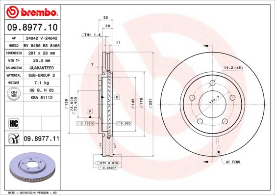 Brembo 09.8977.10 - Jarrulevy inparts.fi