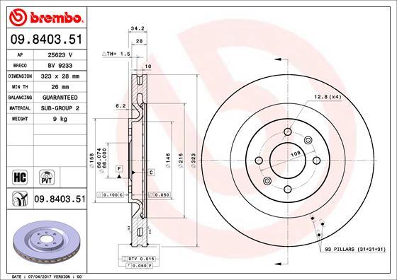 Brembo 09.8403.51 - Jarrulevy inparts.fi