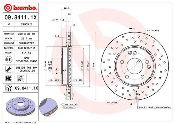 Brembo 09.8411.1X - Jarrulevy inparts.fi