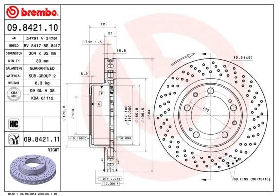 Brembo 09.8421.10 - Jarrulevy inparts.fi