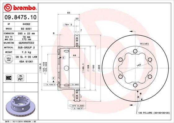 Brembo 09.8475.10 - Jarrulevy inparts.fi