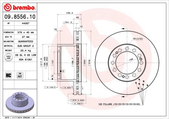 Brembo 09.8556.10 - Jarrulevy inparts.fi