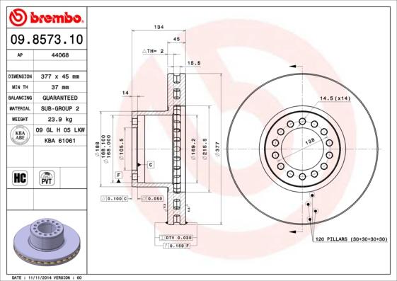 Brembo 09.8573.10 - Jarrulevy inparts.fi