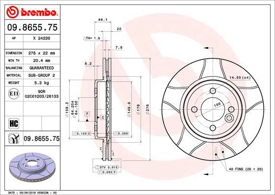 Brembo 09.8655.75 - Jarrulevy inparts.fi