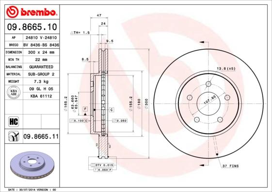 Brembo 09.8665.11 - Jarrulevy inparts.fi