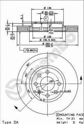 Brembo 09.8601.75 - Jarrulevy inparts.fi