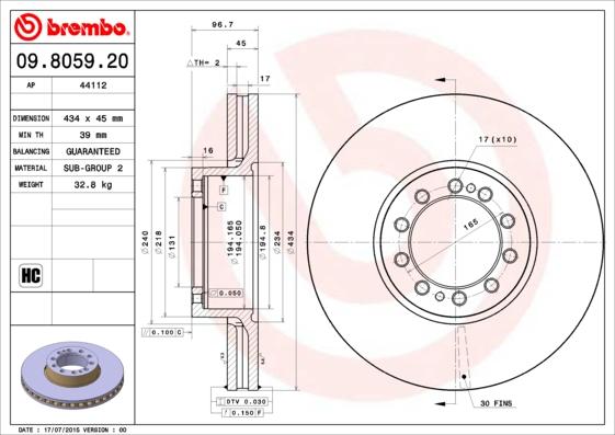 Brembo 09.8059.20 - Jarrulevy inparts.fi