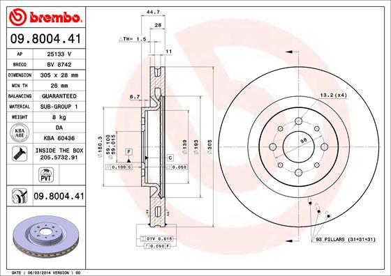 Brembo 09.8004.41 - Jarrulevy inparts.fi