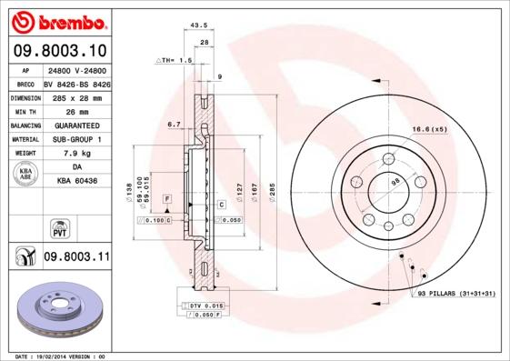 Brembo 09.8003.11 - Jarrulevy inparts.fi