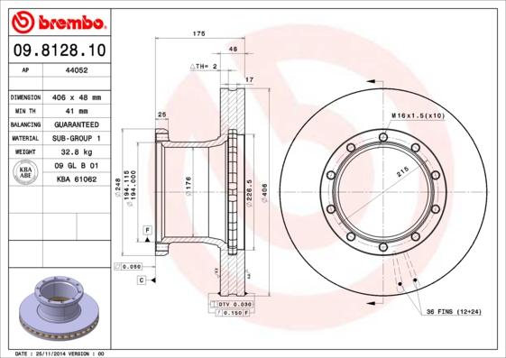 Brembo 09.8128.10 - Jarrulevy inparts.fi