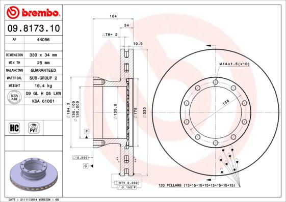 Brembo 09.8173.10 - Jarrulevy inparts.fi