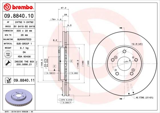 Brembo 09.8840.10 - Jarrulevy inparts.fi