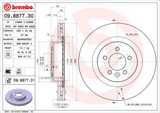 Brembo 09.8877.31 - Jarrulevy inparts.fi